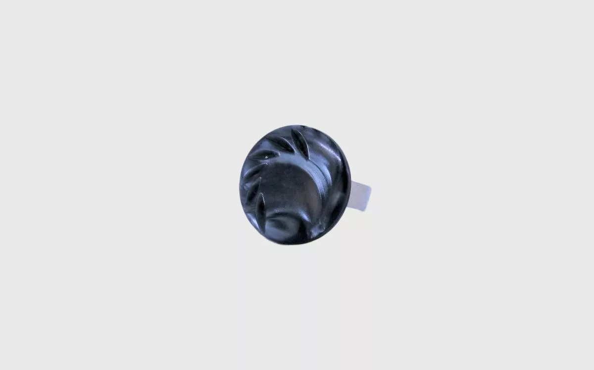 bague bouton bleue réglable