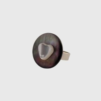 bague cœur en nacre