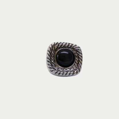 bague chevalière perle gris foncé et métal gris