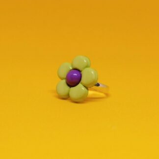 bague enfant fleur verte