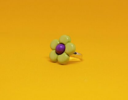 bague enfant fleur verte