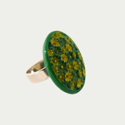 Bague prairie en verre vert