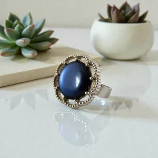 bague fleur bleue