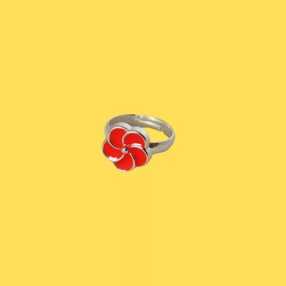 bague enfant fleur rouge