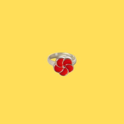 bague enfant fleur rouge