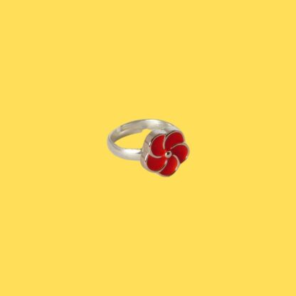 bague enfant fleur rouge