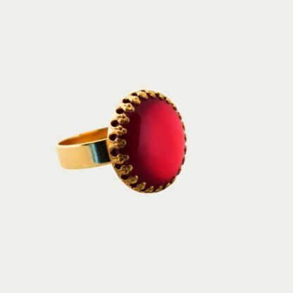 Bague résine rouge