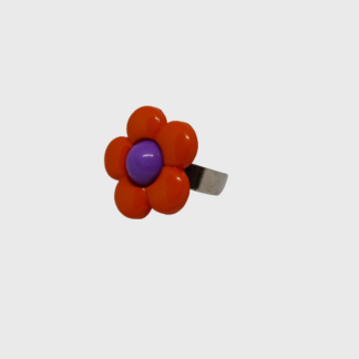 bague fleur orange et violette