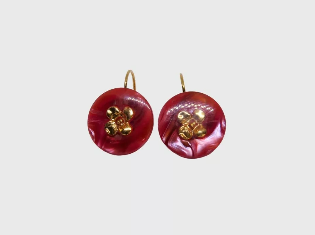 boucles d'oreilles dormeuses rouges