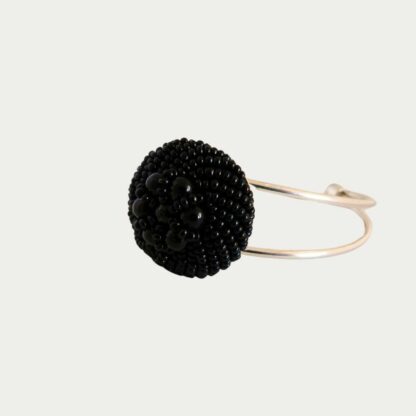 Bracelet caviar perles noires