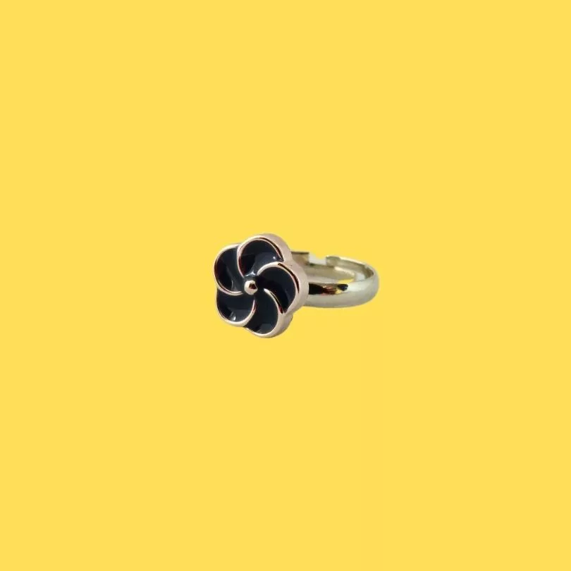 bague enfant fleur bleue