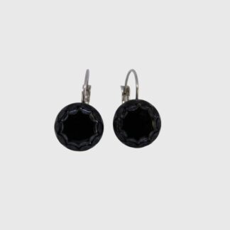 boucles d'oreilles dormeuses en verre noir