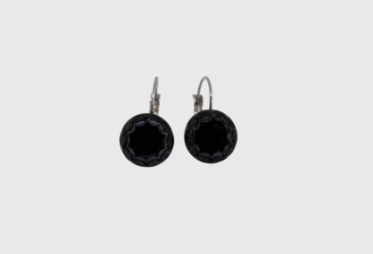 boucles d'oreilles dormeuses en verre noir
