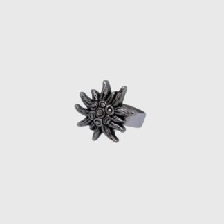 bague réglable en métal en forme d'edelweiss