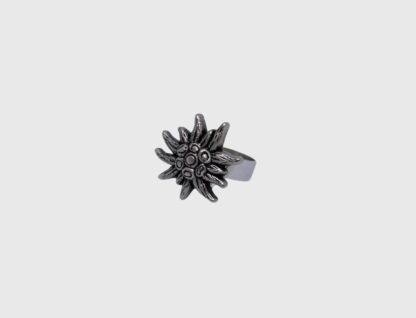 bague réglable en métal en forme d'edelweiss