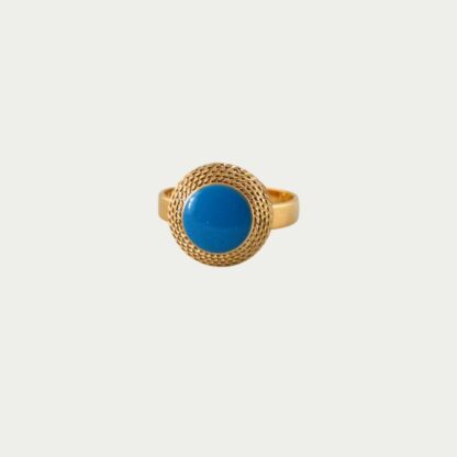 Bague ronde bleu turquoise