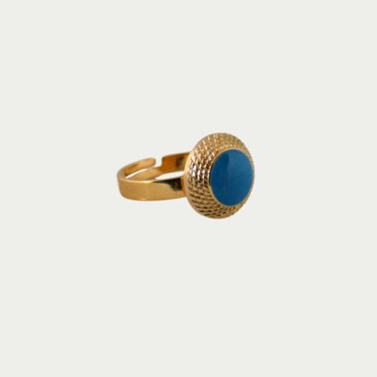 Bague ronde bleu turquoise