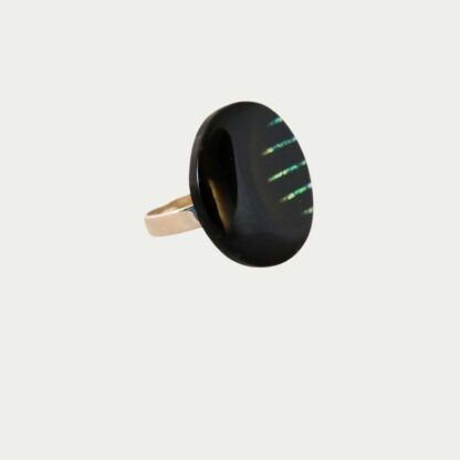 Bague noire et paillettes multicolores