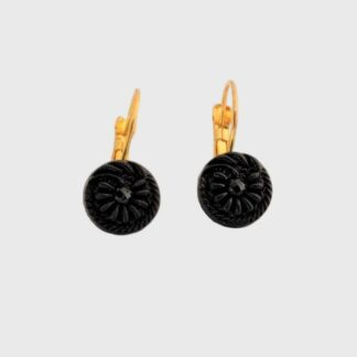 boucles d'oreilles dormeuses en verre noir