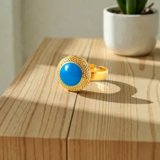 bague turquoise et dorée