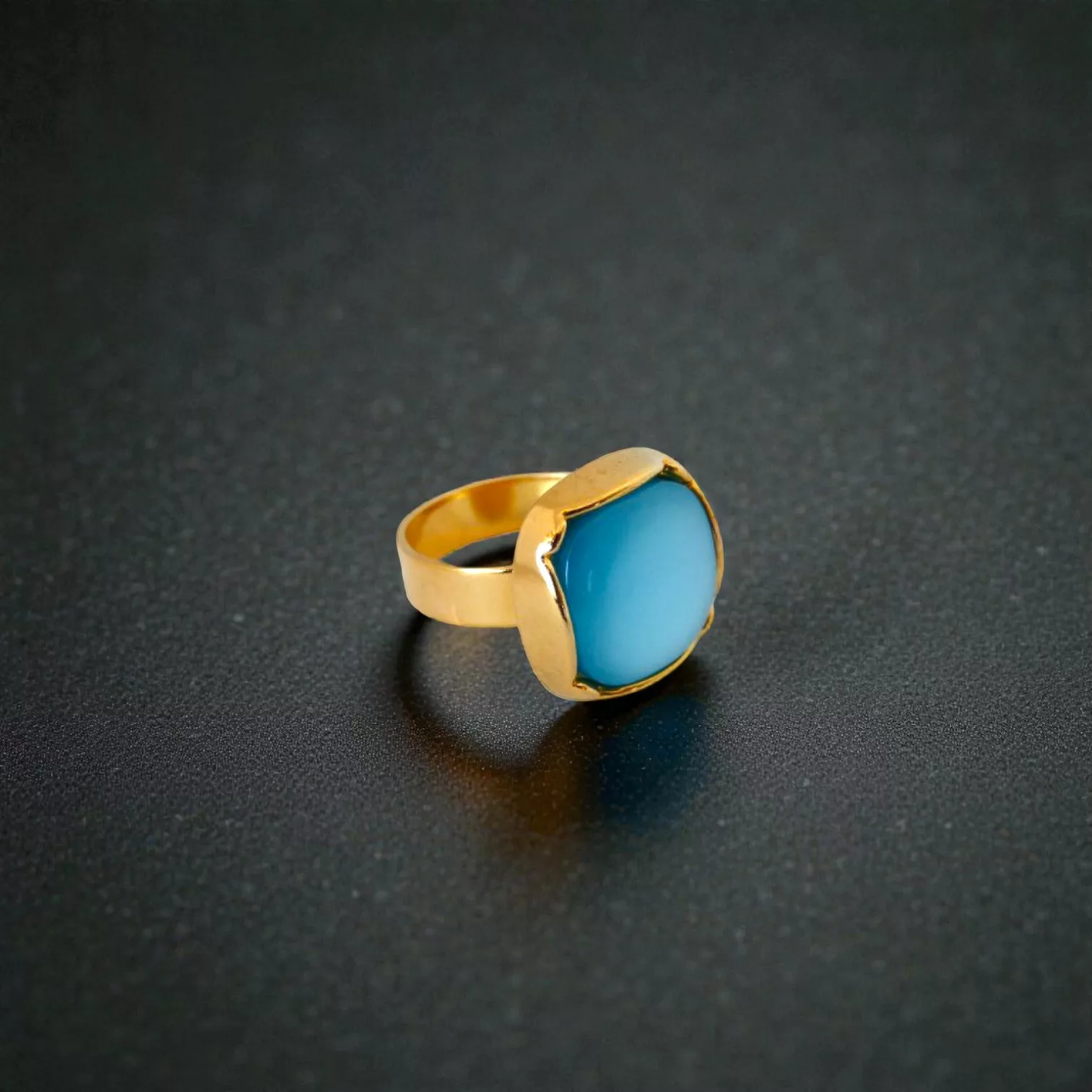bague carrée bleu turquoise