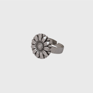 bague marguerite en métal argenté