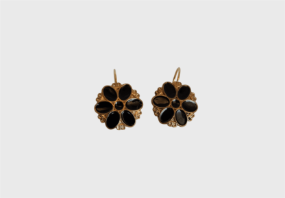 boucles d'oreilles fleurs noires