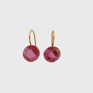 boucles d'oreilles dormeuses verre rose