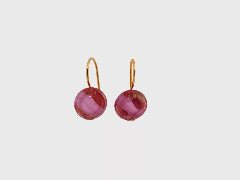 boucles d'oreilles dormeuses verre rose
