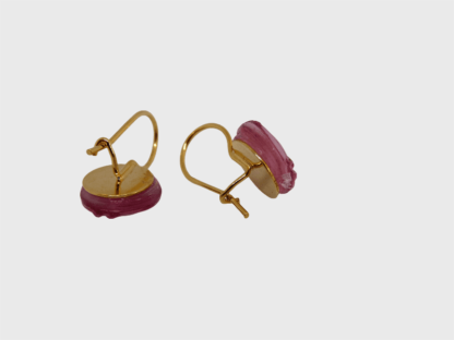 boucles d'oreilles dormeuses verre rose