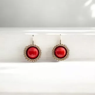 boucles d'oreilles rouges et argent