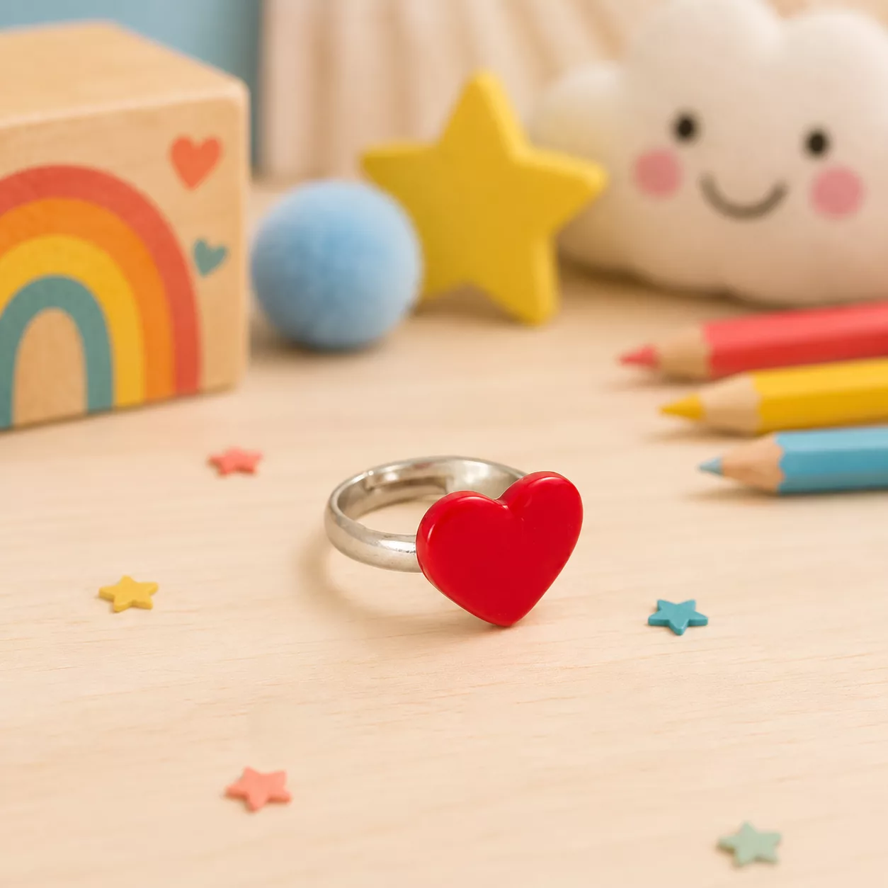 Bague coeur rouge pour enfant