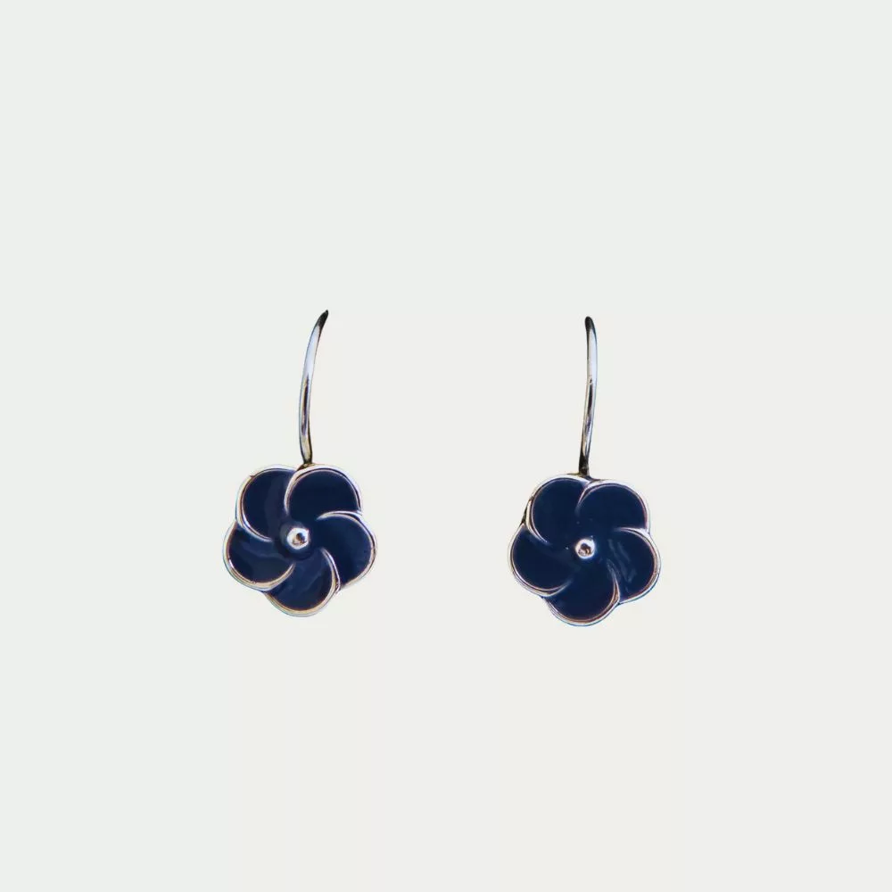 boucles d'oreilles fleurs bleues