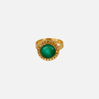 bague verte et dorée