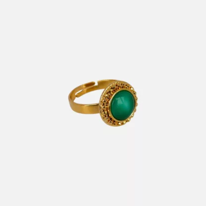 bague verte et dorée