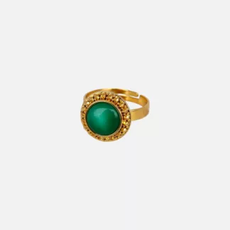 bague verte et dorée