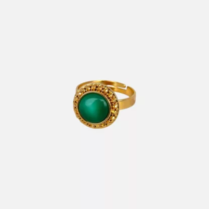 bague verte et dorée