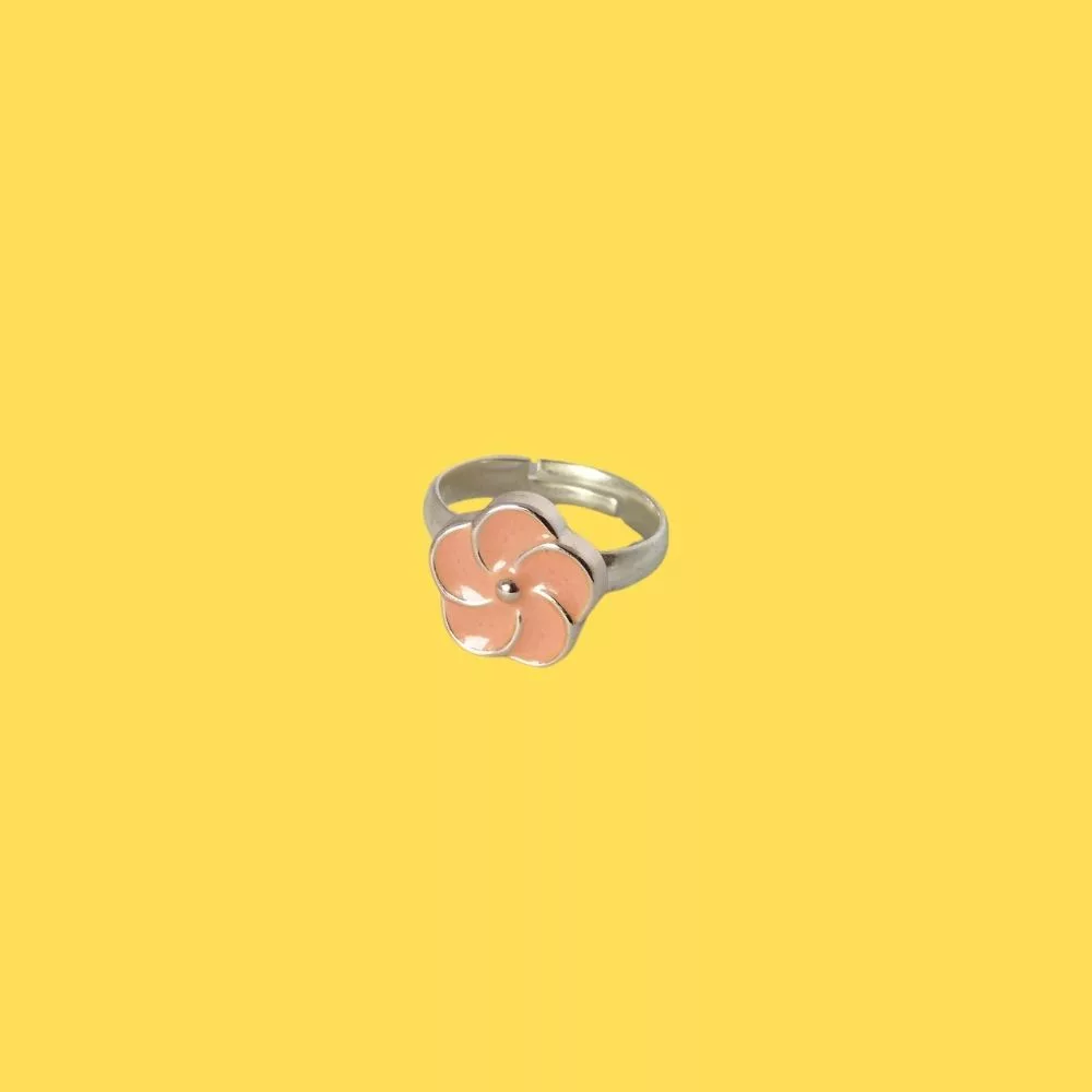 bague enfant fleur rose