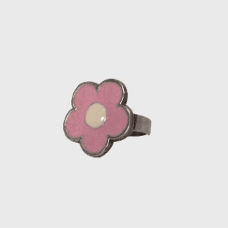bague fleur rose et blanche