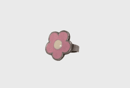 bague fleur rose et blanche
