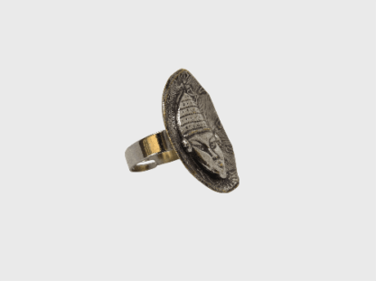 Bague médaillon métal gris