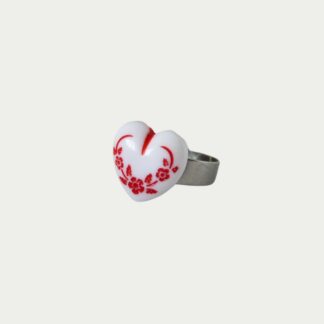 bague cœur blanc et rouge