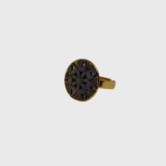 bague rosace argent et or