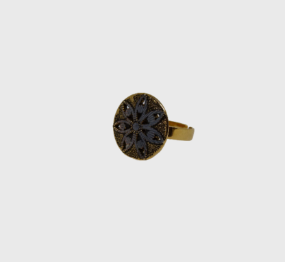 bague rosace argent et or