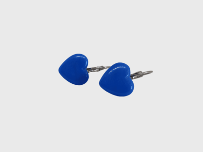 Boucles d'oreilles coeur enverre bleu