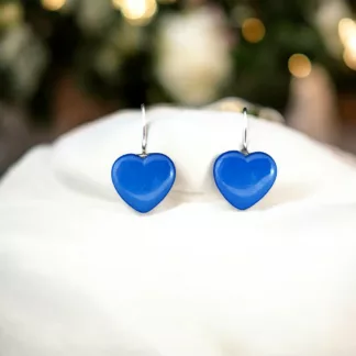boucles d'oreilles coeur bleu