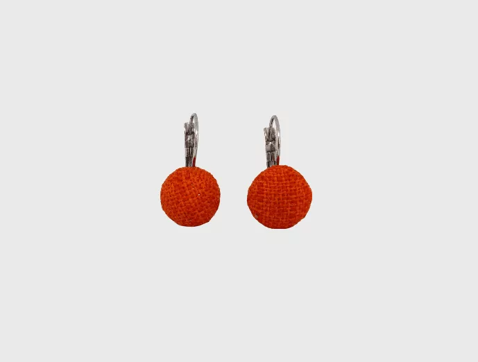 Boucles d'oreilles tissu orange