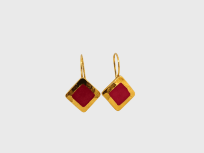 Boucles d'oreilles dormeuses rouges et or
