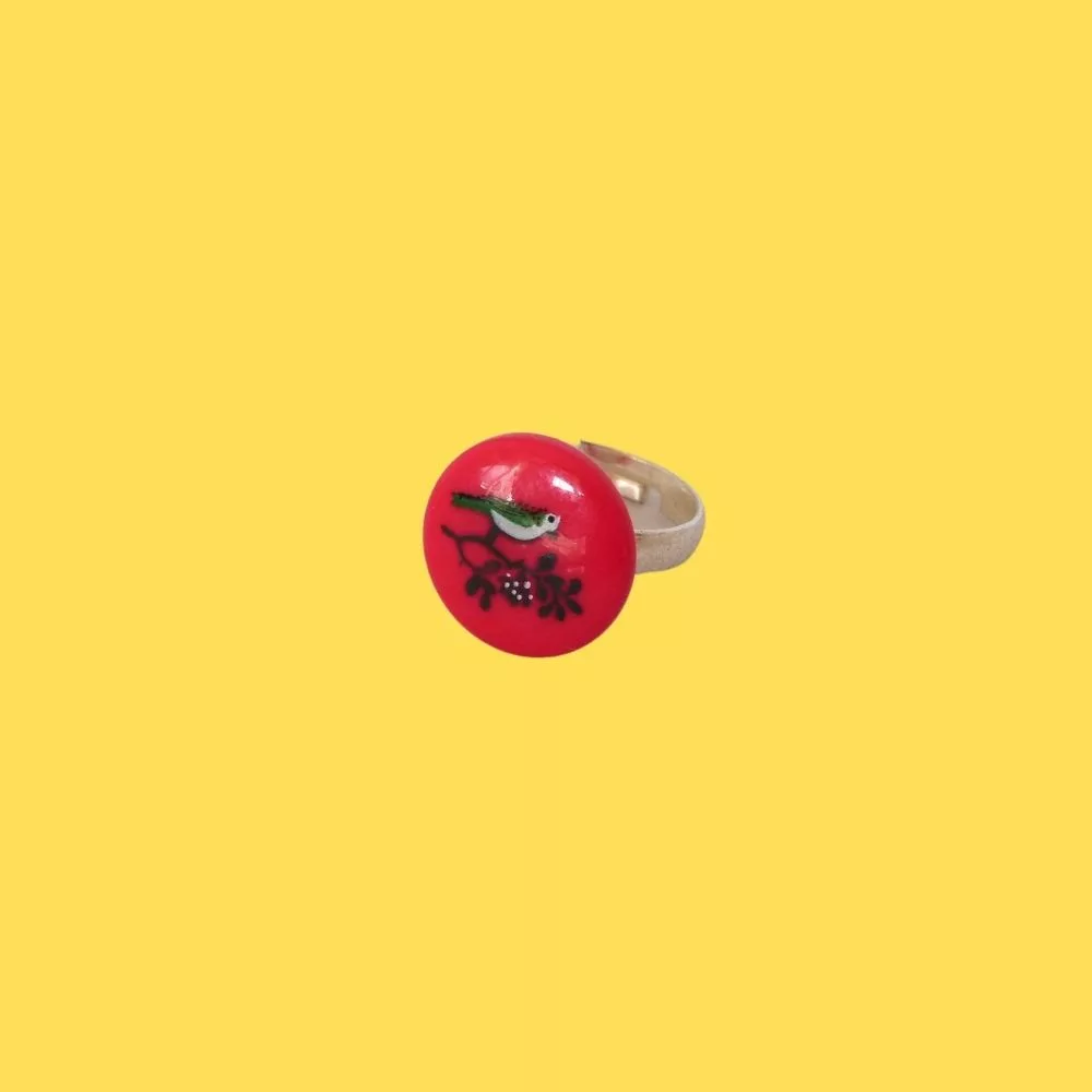 bague enfant rose oiseau