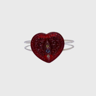 bracelet cœur rouge avec strass